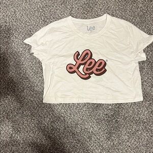 Lee White Tee with Bold Red Logo